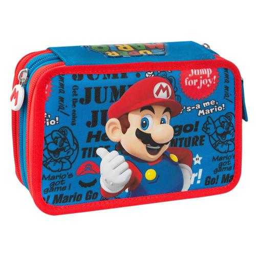 Astuccio 3 Zip Super Mario Rosso/Blu