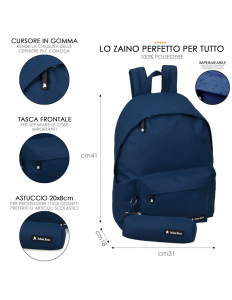 Zaino con Astuccio Coordinato – Impermeabile Leggero 41x31x18 cm in Poliestere – Zaino 24L Casual per Donna, Uomo, Ragazzi e Ragazze – Ideale per Scuola, Viaggi e Tempo Libero - Julian Ross