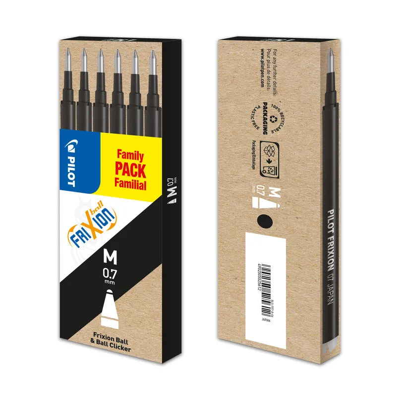 Ricariche per penne a sfera FriXion Ball e FriXion Ball Clicker, punta media, confezione da 6 - Pilot Frixion Ball BLS-FR7