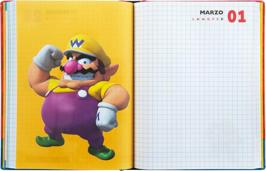 Diario 12 Mesi 2025/26 - Super Mario - Giornaliero non datato Rosso/Blu