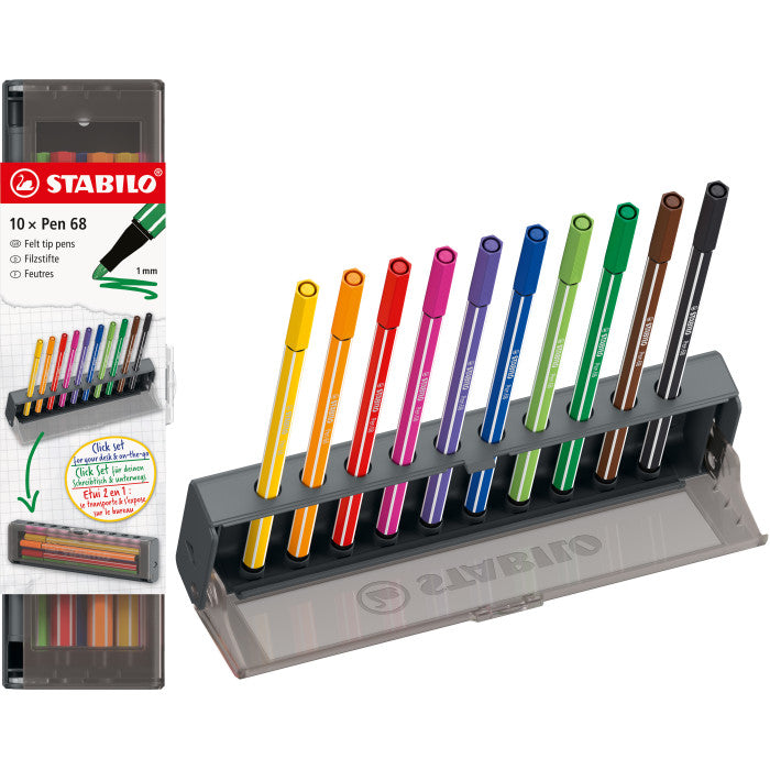 Pennarello Pen 68 - click set 10 colori - STABILO