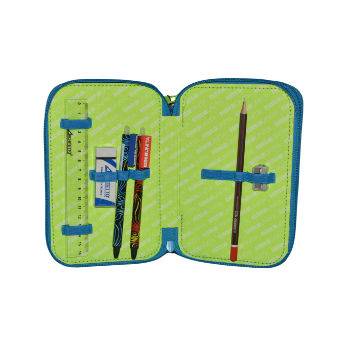 3-zip Pencil Case - TintaUnita Teen - complete with colors and stationery