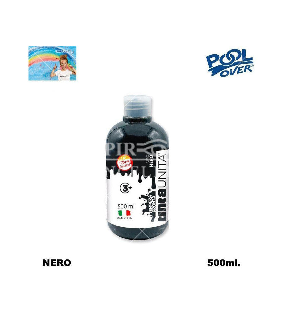 Tempera Pronta da 500ml TintaUnita Super Lavabile Bottiglia NERO
