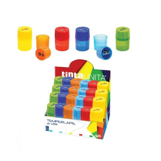 Temperamatite a vite 2 fori tinta unita colori assortiti