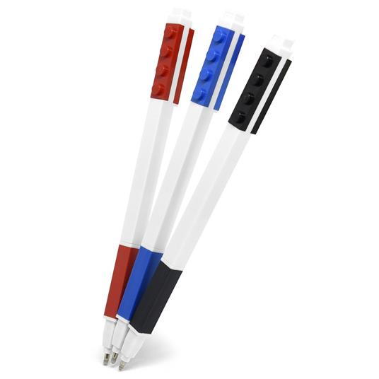 SET 3 PENNE GEL LEGO ROSSA BLU NERA