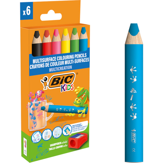 6 COLORI KIDS MULTISUPERFICIE + TEMPERAMATITE - BIC