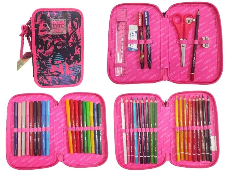 Teen “Oh Oh” 2 3-Zip Pencil Case – Solid Color