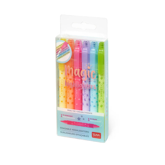 SET DI 6 EVIDENZIATORI CANCELLABILI - MAGIC HIGHLIGHTERS - LEGAMI