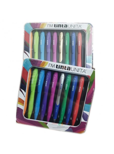 Confezione Metal Box 10 penne a sfera - Tinta Unita 1,6