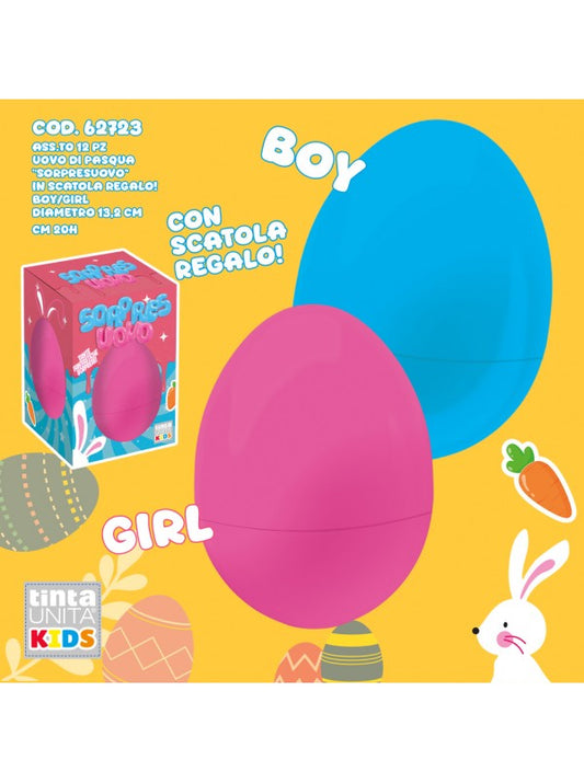 Uovo di Pasqua TintaUnita Kids Sorpresuovo Boy Girl con colori + album + plastilina