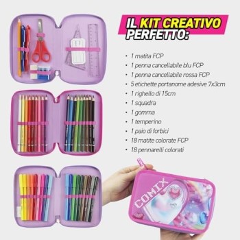 Astuccio 3 Zip Comix Ultra Brigth Hearts Girls