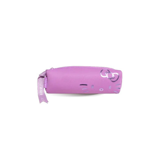 Hello Kitty Plain Pencil Case, School Bag in Lilac Fabric with Zip Closure
