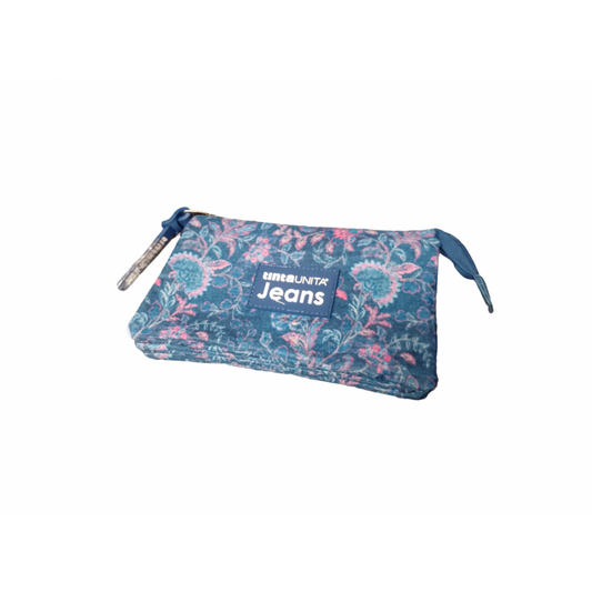 3-in-1 Pencil Case Flowers Solid Color Jeans