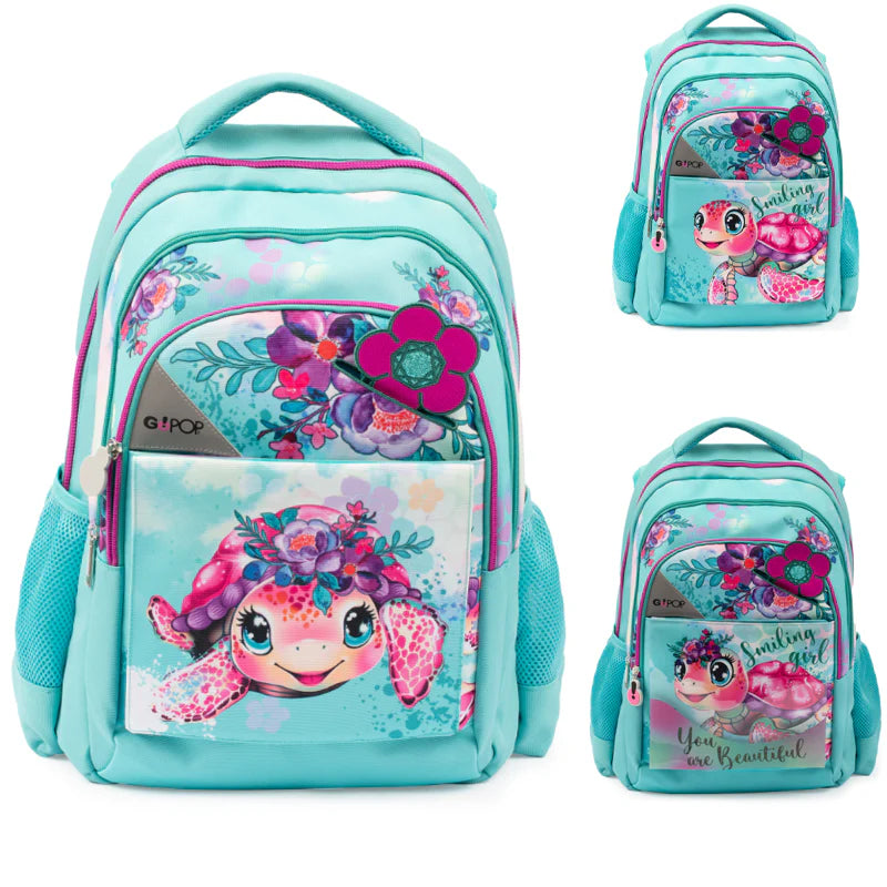 TURTLE BLOOM 3-Compartment Organized Backpack - GO POP