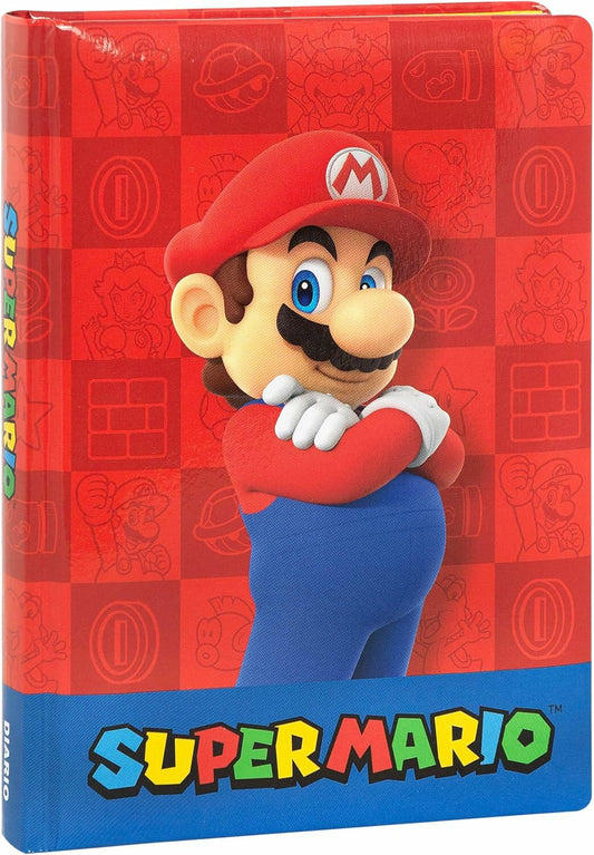 Diario 12 Mesi 2025/26 - Super Mario - Giornaliero non datato Rosso/Blu