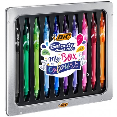 METAL BOX 10 PENNE GEL-OCITY QUICK DRY - BIC