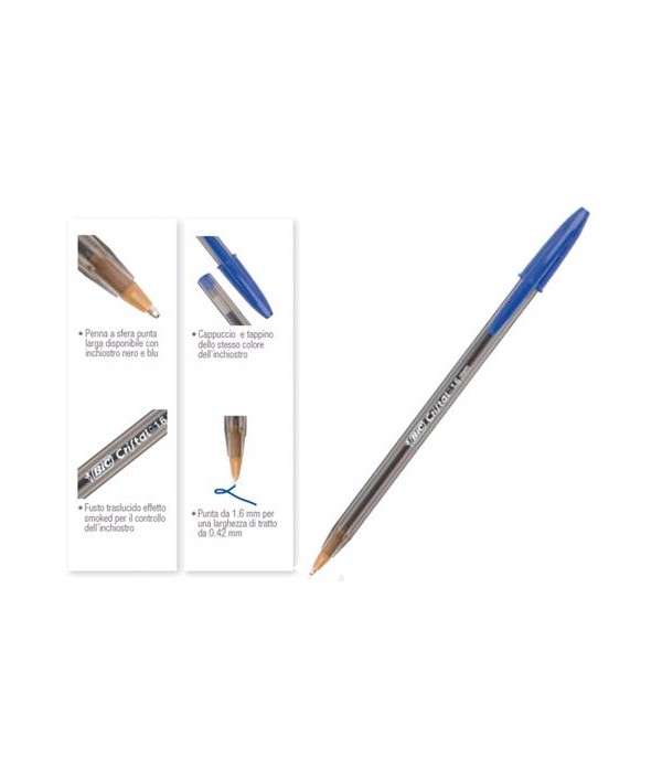 PENNA A SFERA CRISTAL LARGE 1.6MM - BLU - BIC