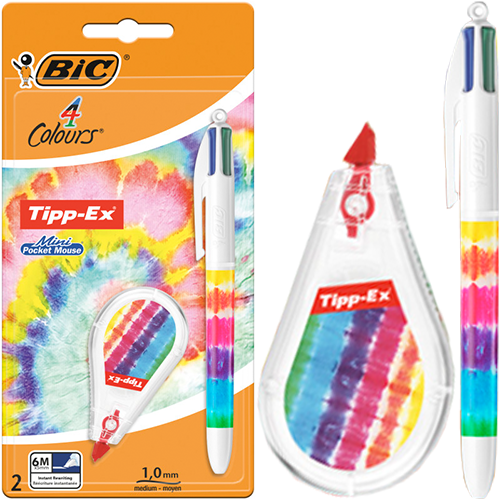 Penna Bic 4 Colours Tie Dye + Correttore - Tipp-Ex