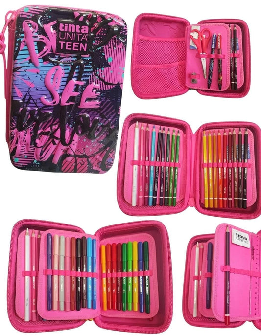 One Time Oh Oh Pencil Case Fuchsia Solid Color Teen