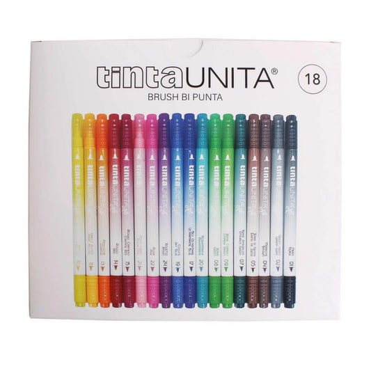 18 PENNARELLI BRUSH PEN BI-PUNTA -TINTAUNITA