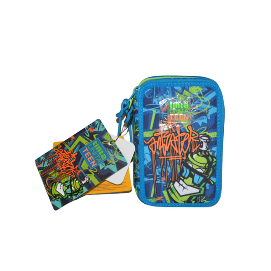 3-zip Pencil Case - TintaUnita Teen - complete with colors and stationery