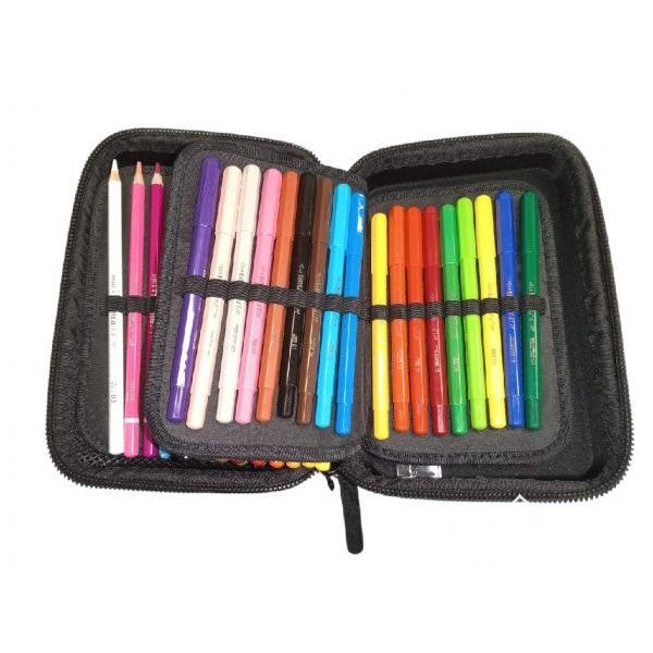 One Time Glam Pencil Case Black Glitter Plain Glamour